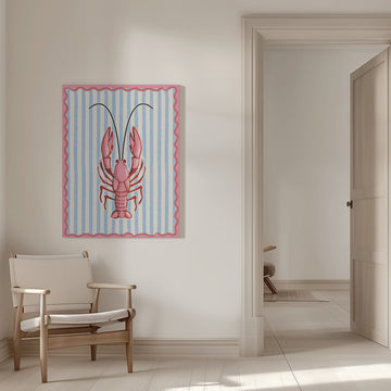 Coastal Pink Lobster | Canvas - Room Interior 1