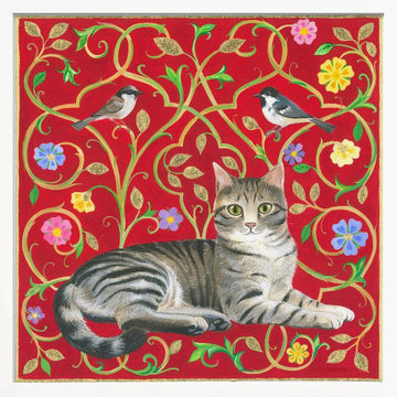 Floral Feline Harmony | Poster - White Frame Interior