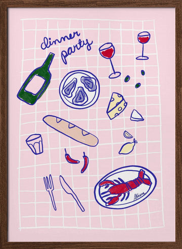 Dinner Party | Poster - Walnut Frame Interior