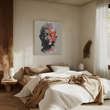 Graffiti Buddha Head | Canvas - Room Interior 2