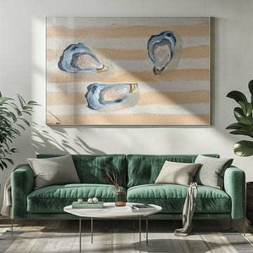 Coastal Oysters on Stripes | Poster - Room Interior 1