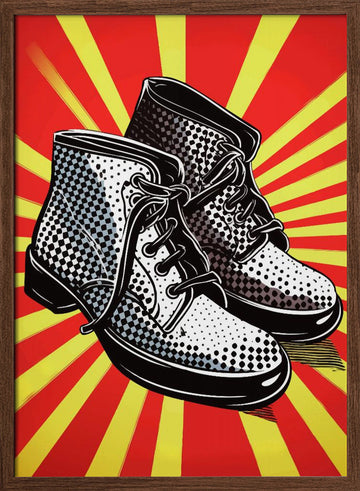 Pop Art Boots | Poster - Walnut Frame Interior