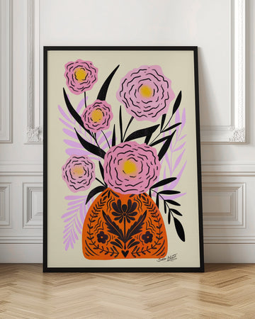 Vibrant Folk Floral Vase | Poster - Room Interior 1