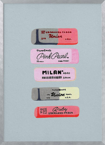 Retro Eraser Collection | Poster - Silver Frame Interior