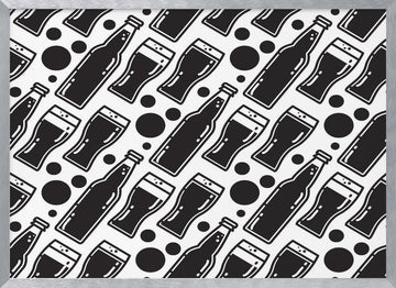 Monochrome Beer Pattern | Poster - Silver Frame Interior