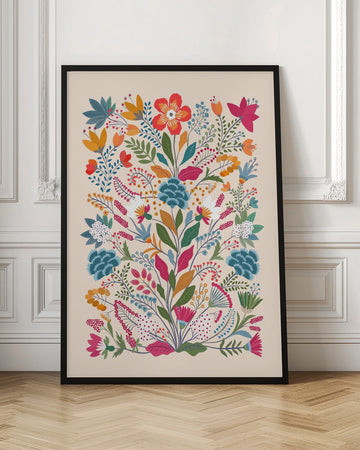 Folk Art Flower Garden | Poster - Room Interior 1