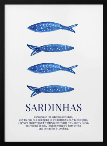 Portuguese Blue Sardines | Poster - Black Metal Frame Interior