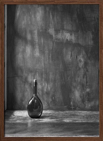 Dark Glass Bottle Still | Poster - Walnut Frame Interior