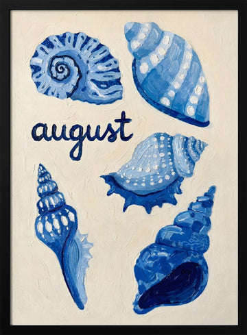 Blue August Seashells | Poster - Black Metal Frame Interior