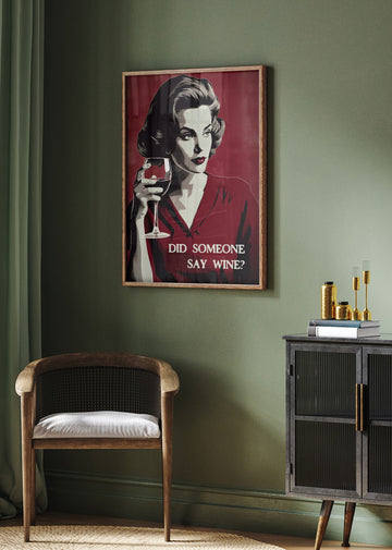 Retro Wine Woman | Poster - Room Interior 2