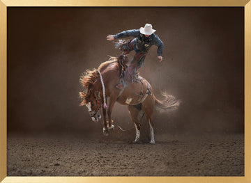 Bucking Rodeo Cowboy | Poster - Gold Frame Interior