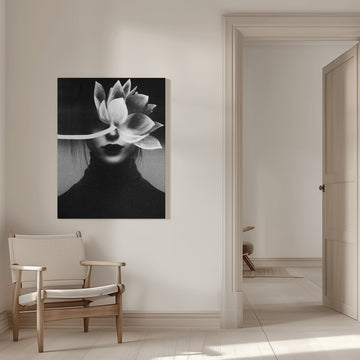Elegant Lotus Portrait | Canvas - Room Interior 1