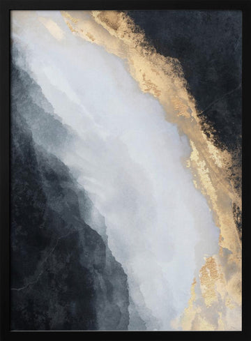 Golden Black Flow | Poster - Black Metal Frame Interior