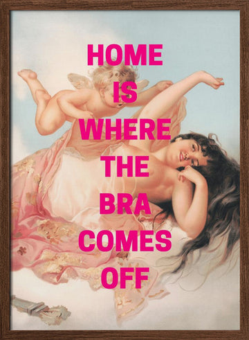 Bra Off Renaissance Humor | Poster - Walnut Frame Interior