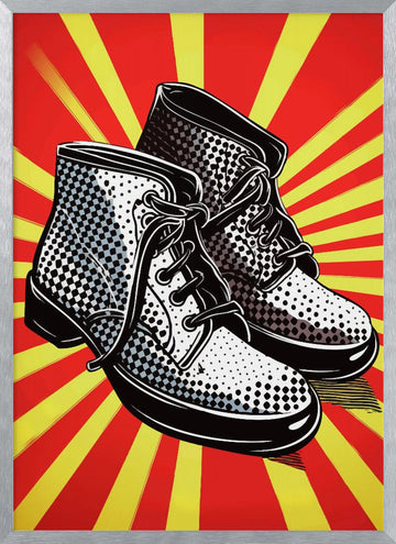Pop Art Boots | Poster - Silver Frame Interior
