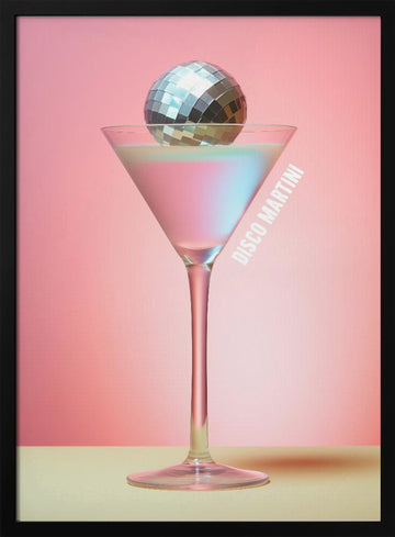 Vibrant Disco Martini | Poster - Black Metal Frame Interior