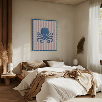 Playful Blue Octopus | Canvas - Room Interior 2