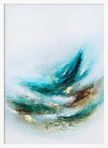 Fluid Teal Gold | Poster - White Frame Interior