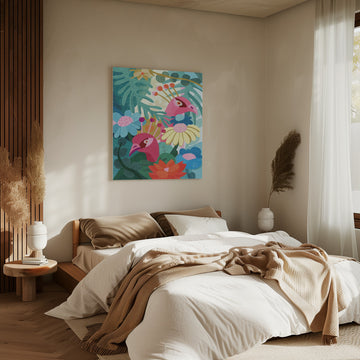 Tropical Birds And Flowers | Canvas - Room Interior 2