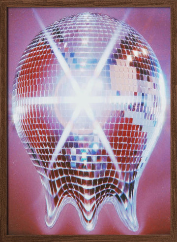 Melting Disco Ball | Poster - Walnut Frame Interior