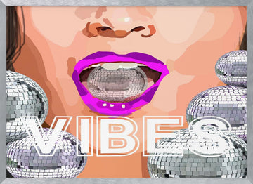 Disco Lip Vibes | Poster - Silver Frame Interior