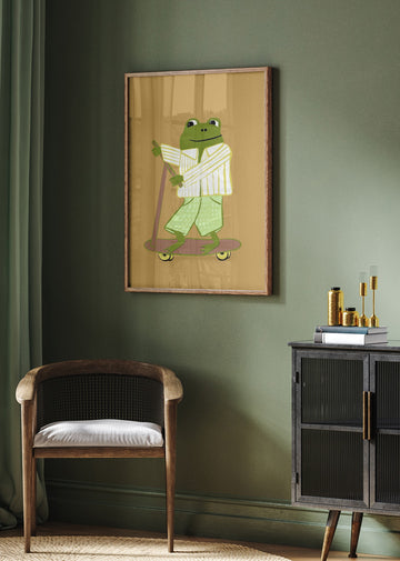 Frog On A Scooter | Poster - Room Interior 2