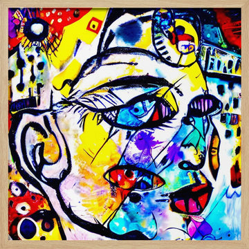 Colorful Abstract Face | Poster - Wood Frame Interior