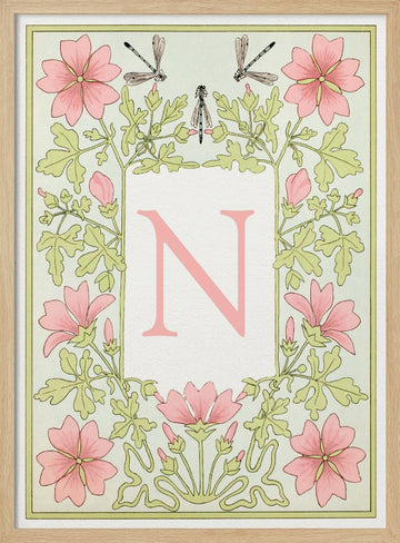 Art Nouveau Floral N | Poster - Wood Frame Interior