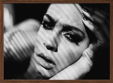 Dramatic Shadowed Gaze | Poster - Walnut Frame Interior