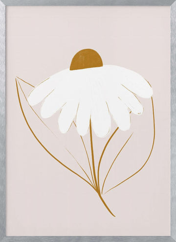 Minimalist Daisy Bloom | Poster - Silver Frame Interior