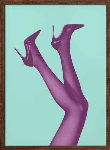 Fashionable Purple Heels | Poster - Walnut Frame Interior