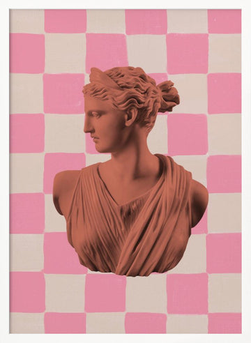 Pink Checkerboard Goddess | Poster - White Frame Interior