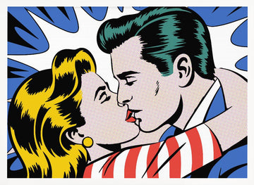 Romantic Comic Kiss | Poster - White Frame Interior