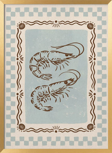 Rustic Shrimp Duo | Poster - Gold Frame Interior