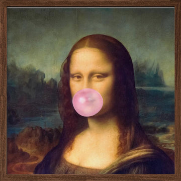 Mona Lisa Bubble Gum | Poster - Walnut Frame Interior