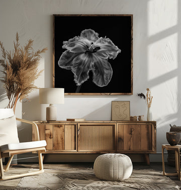 Elegant Monochrome Tulip | Poster - Room Interior 2
