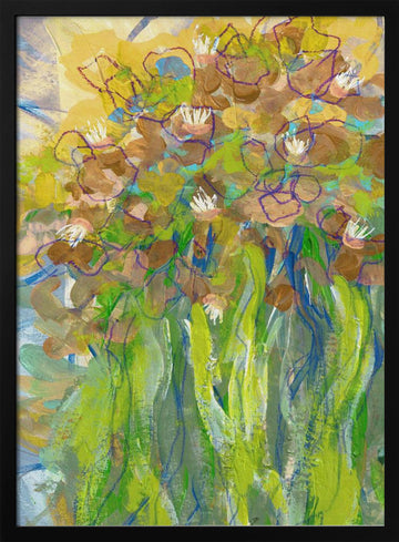 Vibrant Garden Blooms | Poster - Black Metal Frame Interior