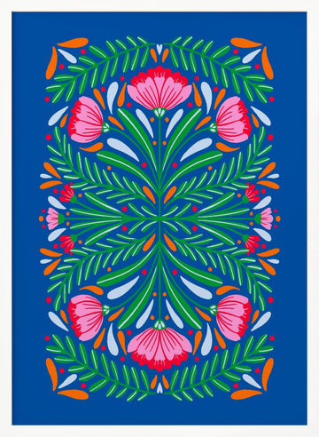 Colorful Floral Symmetry | Poster - White Frame Interior