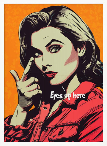 Pop Art Woman Pointing | Poster - White Frame Interior