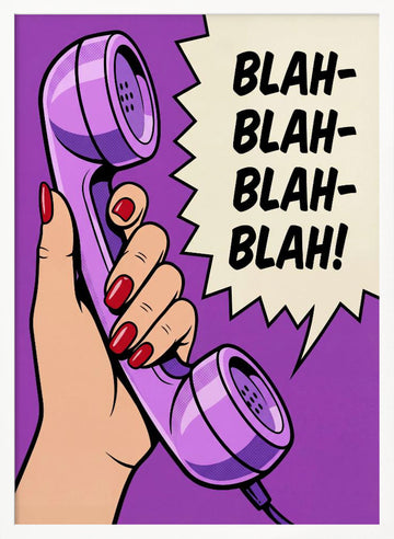 Blah Blah Retro Phone | Poster - White Frame Interior