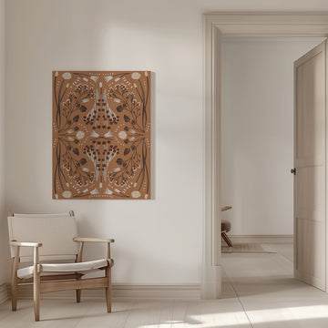 Folk Mirrored Botanicals - Earth Tones | Canvas - Room Interior 1