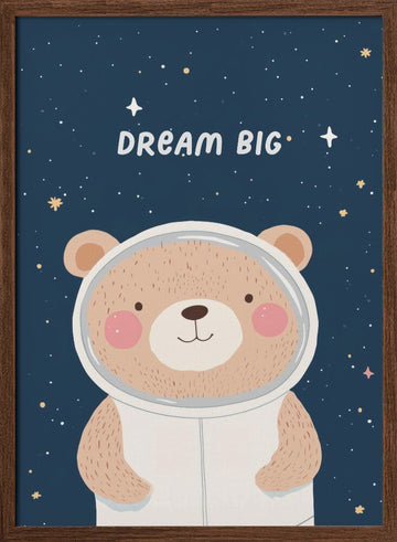 Space Explorer Bear | Poster - Walnut Frame Interior