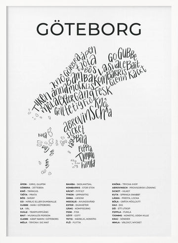 Gothenburg Word Map | Poster - White Frame Interior