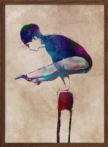 Watercolor Balance Pose | Poster - Walnut Frame Interior