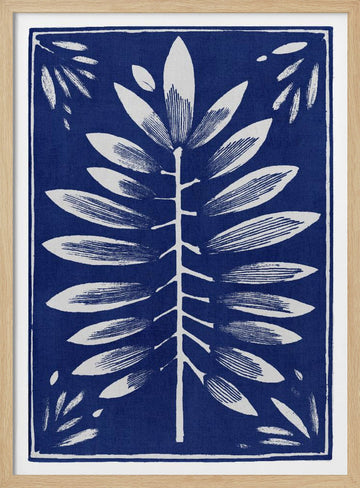 Stylized Blue Foliage | Poster - Wood Frame Interior
