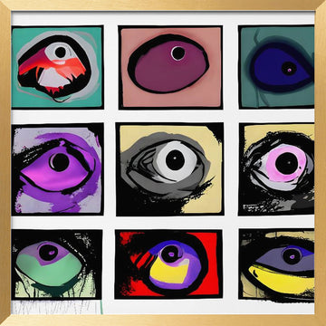 Colorful Abstract Eyes | Poster - Gold Frame Interior
