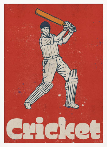Vintage Cricket Player | Poster - White Frame Interior