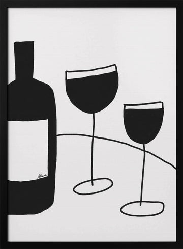 Wine Glasses | Poster - Black Metal Frame Interior