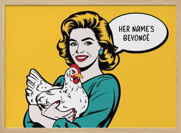 Funny Pop Art Chicken | Poster - Wood Frame Interior