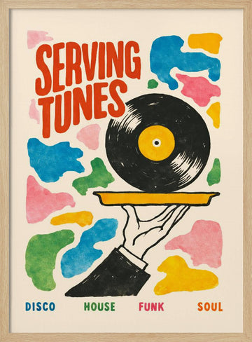 Serving Up Tunes | Poster - Wood Frame Interior